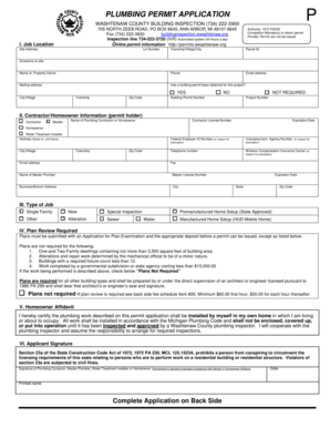 Plumbing Permit Application
