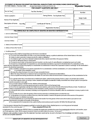 Ohio Manufactured Home Conveyance Fee Exemption Form