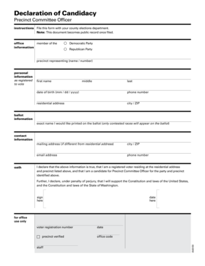 Declaration of Candidacy Precinct Committee Officer