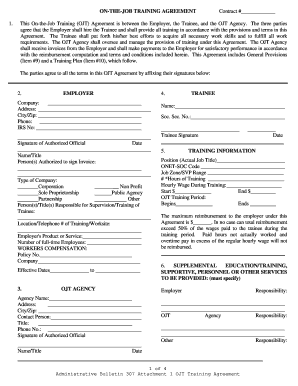 On-the-Job Training Agreement