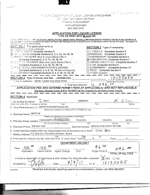 Arizona Liquor License Application