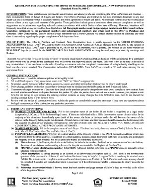 Form 2G Guidelines for Completing Offer to Purchase/Contract ... - ncrealtors