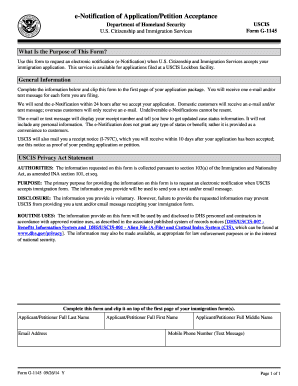 G 1145 form download - omb no 1615 0109 form