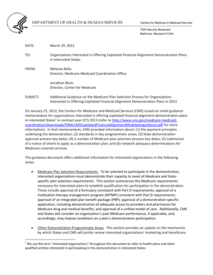 March Guidance Document for Financial Alignment Demonstration Plans 032912. March Guidance for Financial Alignment Demonstration - cms hhs