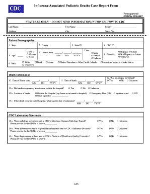 Influenza-Associated Pediatric Deaths Case Report Form