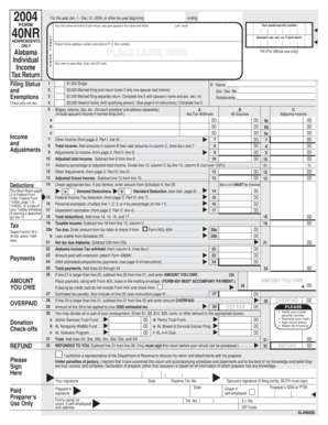 Alabama Income Tax Return Form 40NR