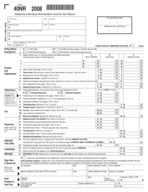 Alabama Individual Nonresident Income Tax Return