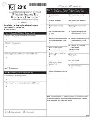 Alabama Fiduciary Income Tax Form 41