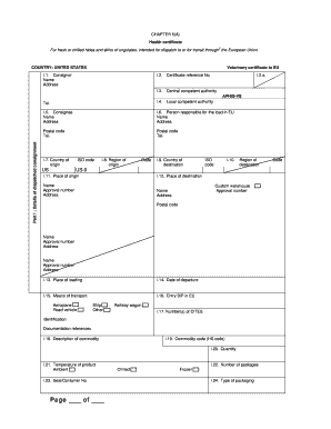 Health Certificate for EU Fresh or Chilled Hides and Skins