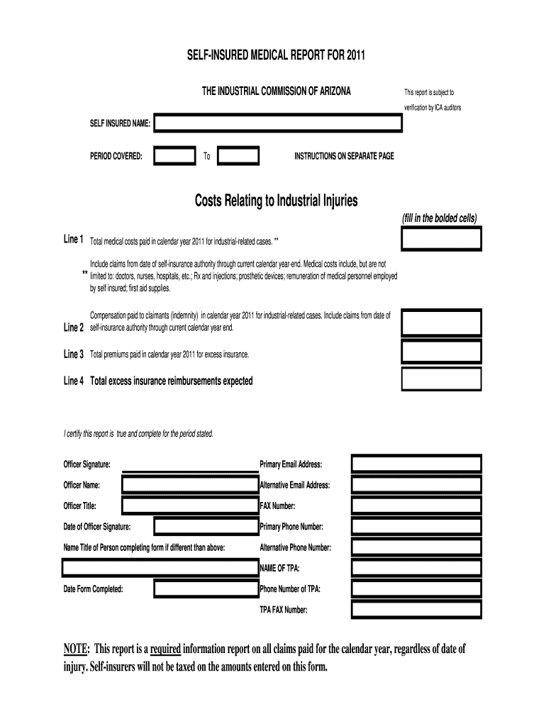Fillable Online ica state az 2011 Medical Report Form (PDF