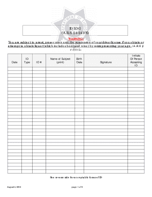 Arizona Liquor ID Verification Form
