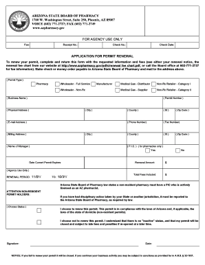Arizona Pharmacy Permit Renewal Application