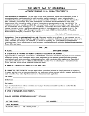 California State Bar Committee Application