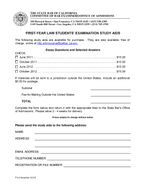 California Bar Exam Study Aids Order Form