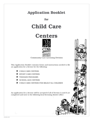 California Child Care Center License Application