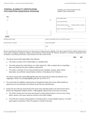 California Adoption Assistance Program Certification