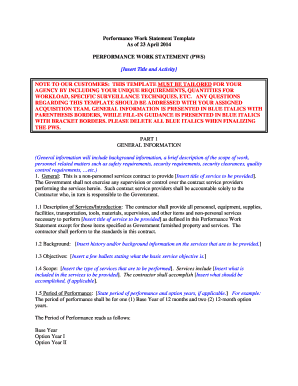 template statement work pws army performance example pdffiller