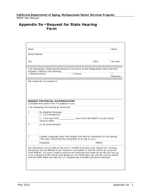California MSSP State Hearing Request Form