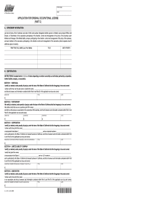 California Occupational License Application