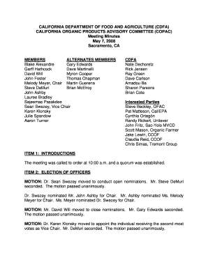 Fillable Online Cdfa Ca California Organic Products Advisory