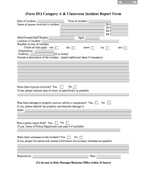 classroom incident report form fill print amp download classroom incident report form