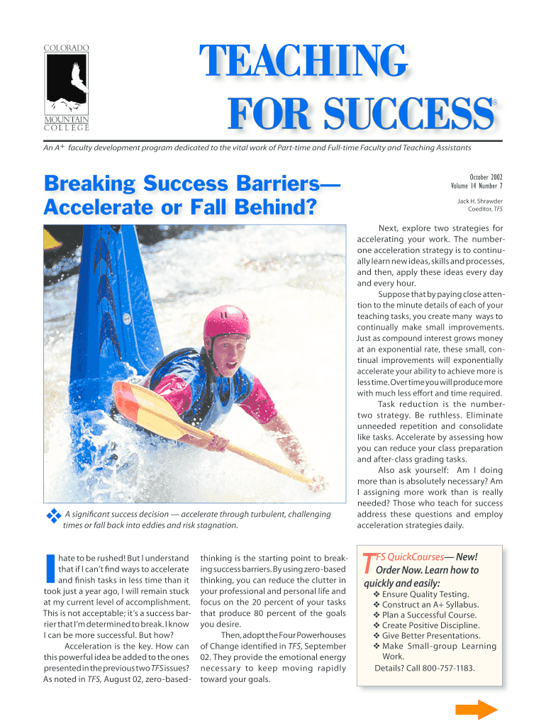TEACHING FOR SUCCESS Preview on Page 1