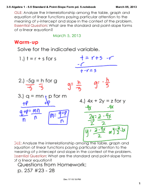 point slope form 3 variables
Fillable Online 9-9 Algebra 9 - 9.9 Standard & Point-Slope ... point slope form 3 variables
Fillable Online 9-9 Algebra 9 - 9.9 Standard & Point-Slope ...