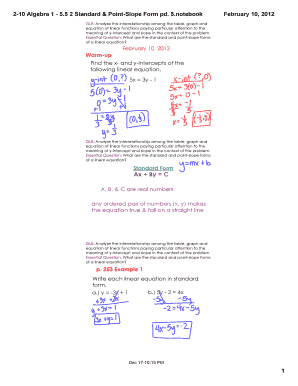 2-10 Algebra 1 - 5 5 2 Standard andamp