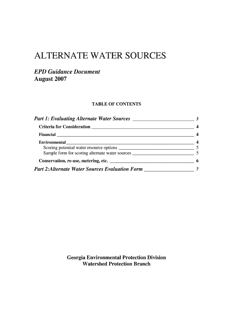 ALTERNATE WATER SOURCES Preview on Page 1