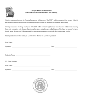 Georgia Student Portfolio Release Form