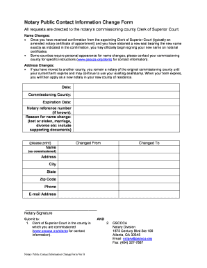 Notary Public Contact Information Change Form