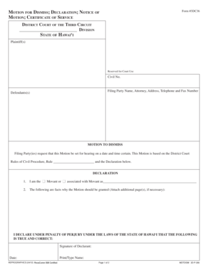 Motion to Dismiss Form 3DC36
