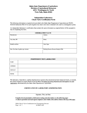 Independent Lab Chemigation Equipment Approval Form - Idaho ... - agri idaho