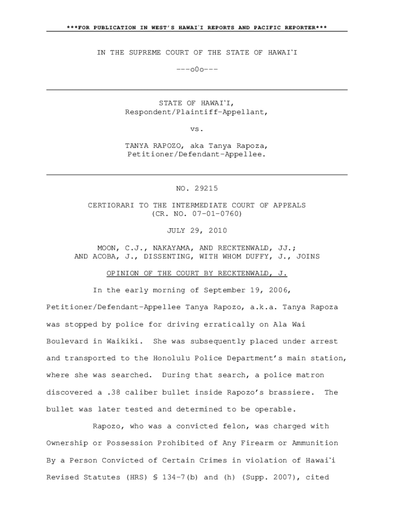 State Of Haw 'i v Rapozo, 29215 - Hawaii - VLEX 894180069 Preview on Page 1