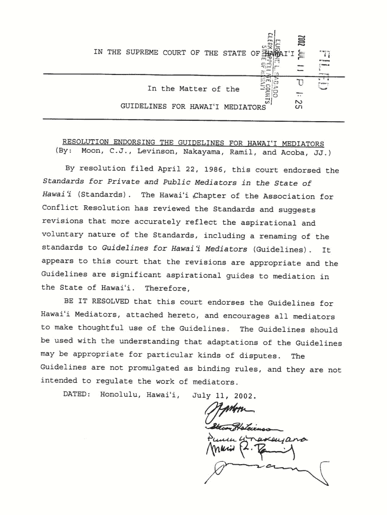 GUIDELINES FOR HAWAII MEDIATORS Preview on Page 1