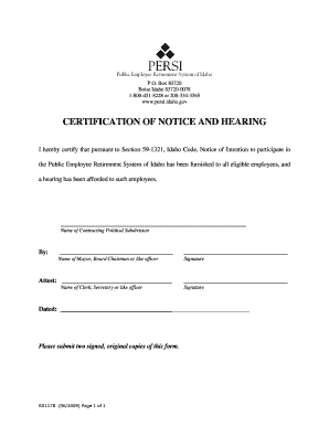 Certification of Notice and Hearing - PERSI - Idaho.gov - persi idaho