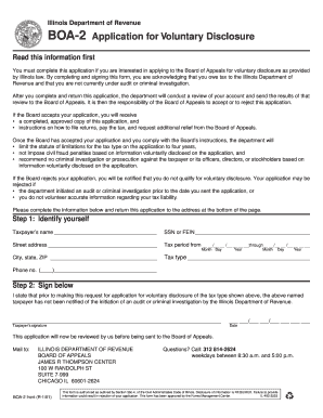 Illinois BOA-2 Voluntary Disclosure Application