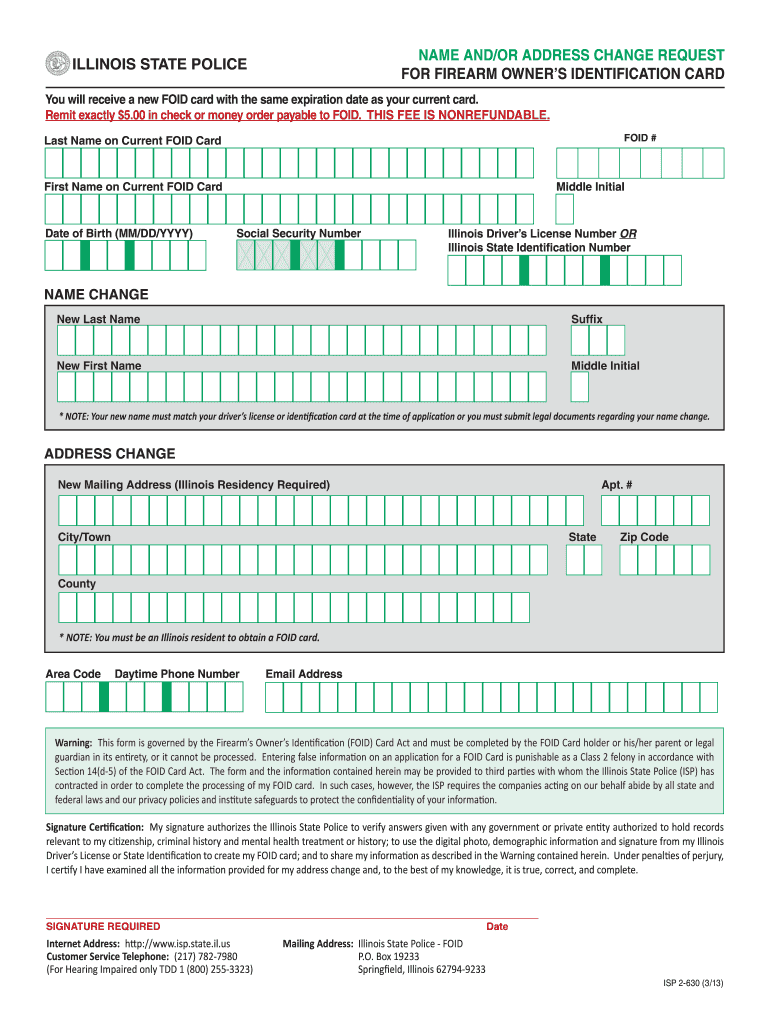 Foid Card Address Change Form Fill And Sign Printable Template Online Us Legal Forms