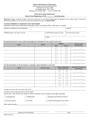 Illinois Home Schooling Registration Form