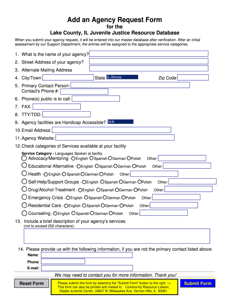Add an Agency Request Form Preview on Page 1