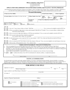 Illinois High School Equivalency Test Application