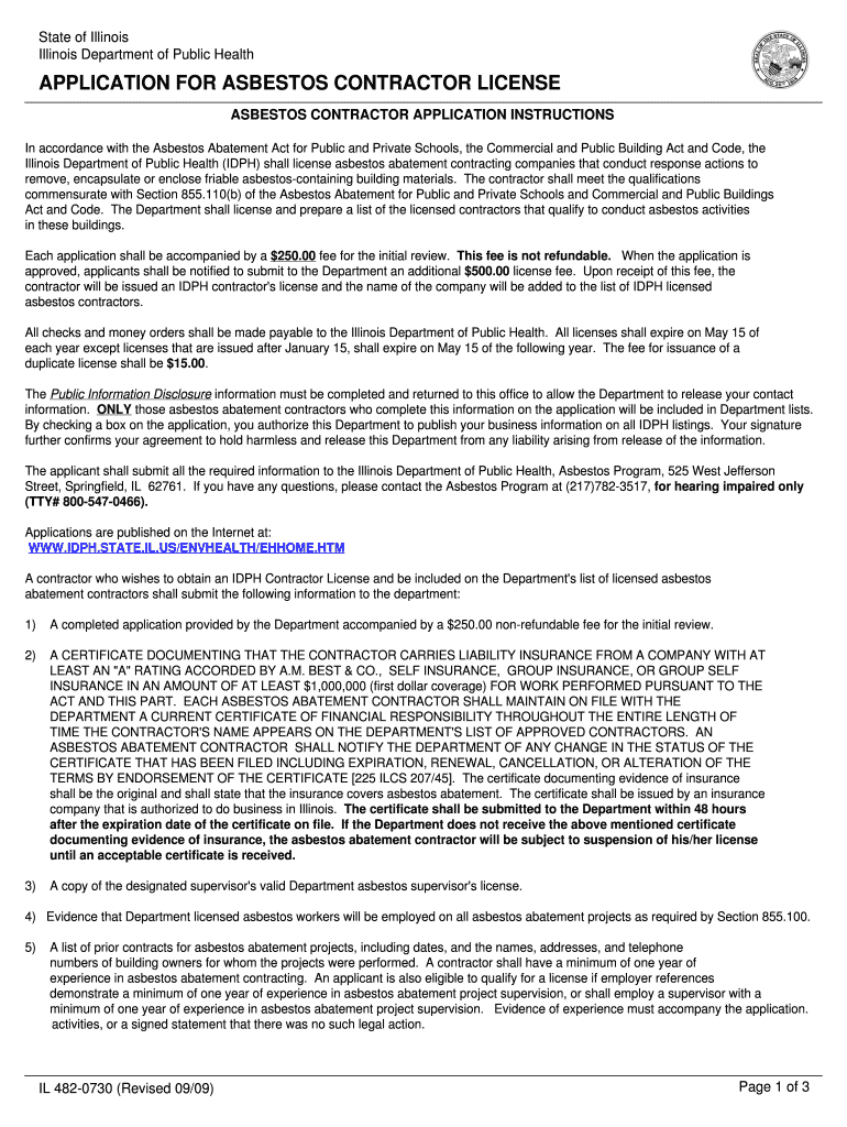APPLICATION FOR ASBESTOS CONTRACTOR LICENSE Preview on Page 1