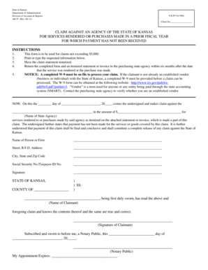 Kansas Claim Against Agency Form AR-97