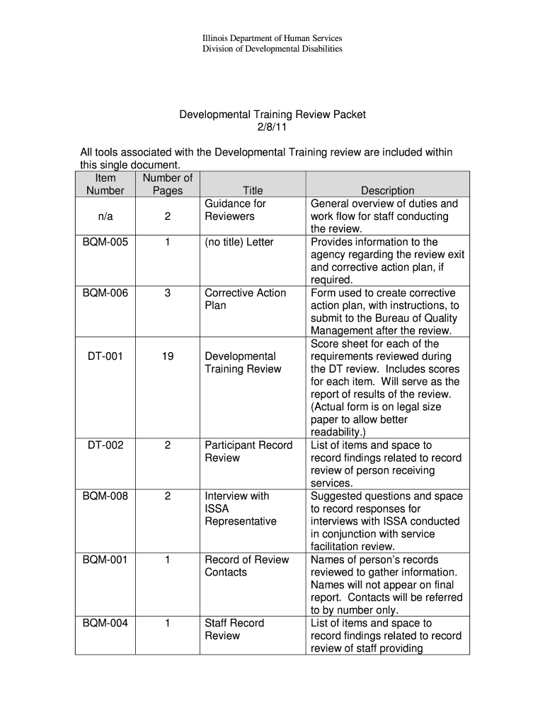 Developmental Training Review Packet Preview on Page 1