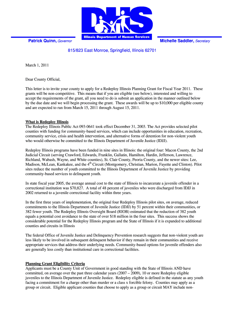 FY2011 Redeploy Illinois - Illinois Department of Human Services - dhs state il Preview on Page 1