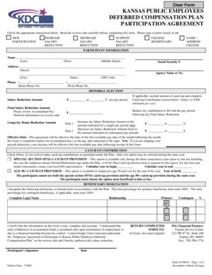 Kansas Public Employees Deferred Compensation Plan Participation Agreement