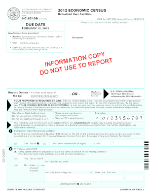 US Economic Census Form HC-62109