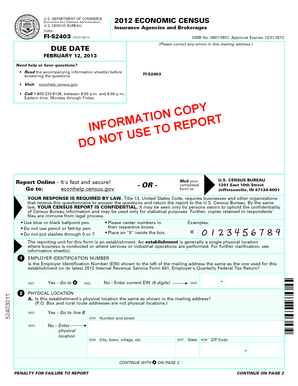 US Economic Census Form FI-52403