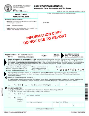 US Economic Census Form RT-44103