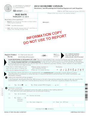 US Economic Census Form WH-42321